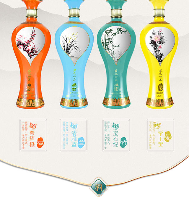 【酱香核心产区】贵州茅台镇酿造 53度酱香型粮食酒 君之四品1L*4整箱装
