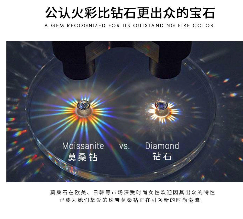 高定莫桑钻戒指经典六爪R9094
