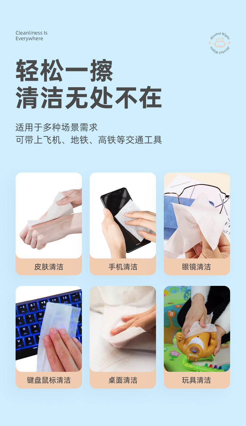 LP-41901-15蓝漂75%酒精湿巾10片15包装