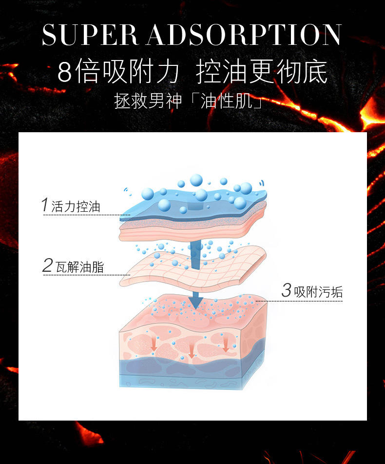 韩美素男士火山岩控油保湿面膜(升级版)25ml*10片HMSDS89558