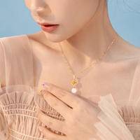 中国黄金和田玉银珐琅宫典花项链轻奢小众2023年新吊坠饰品锁骨