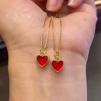 中国黄金足金999真金小红心黄金吊坠 爱心项链心形锁骨链