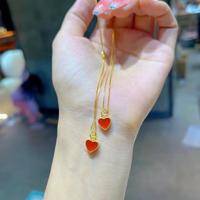 中国黄金足金999真金小红心黄金吊坠 爱心项链心形锁骨链
