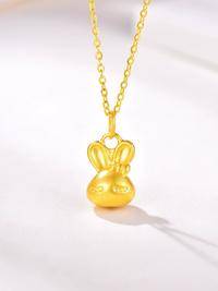中国黄金999足金米菲兔吊坠3D硬金 蝴蝶结兔子黄金生肖兔