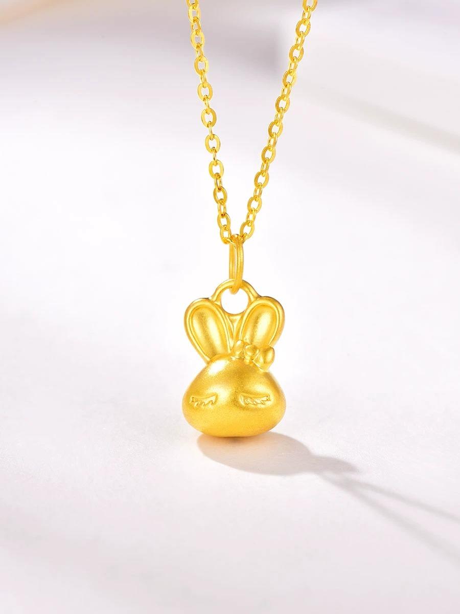 中国黄金999足金米菲兔吊坠3D硬金 蝴蝶结兔子黄金生肖兔