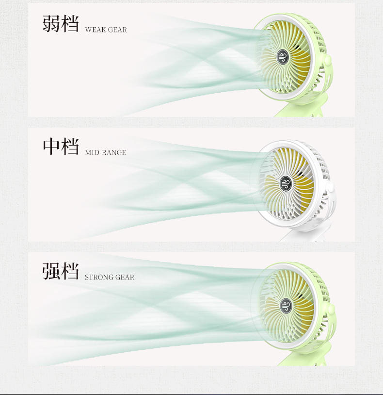 兴航线折叠夹子电风扇可立可挂户外灯光家用循环桌面小风扇
