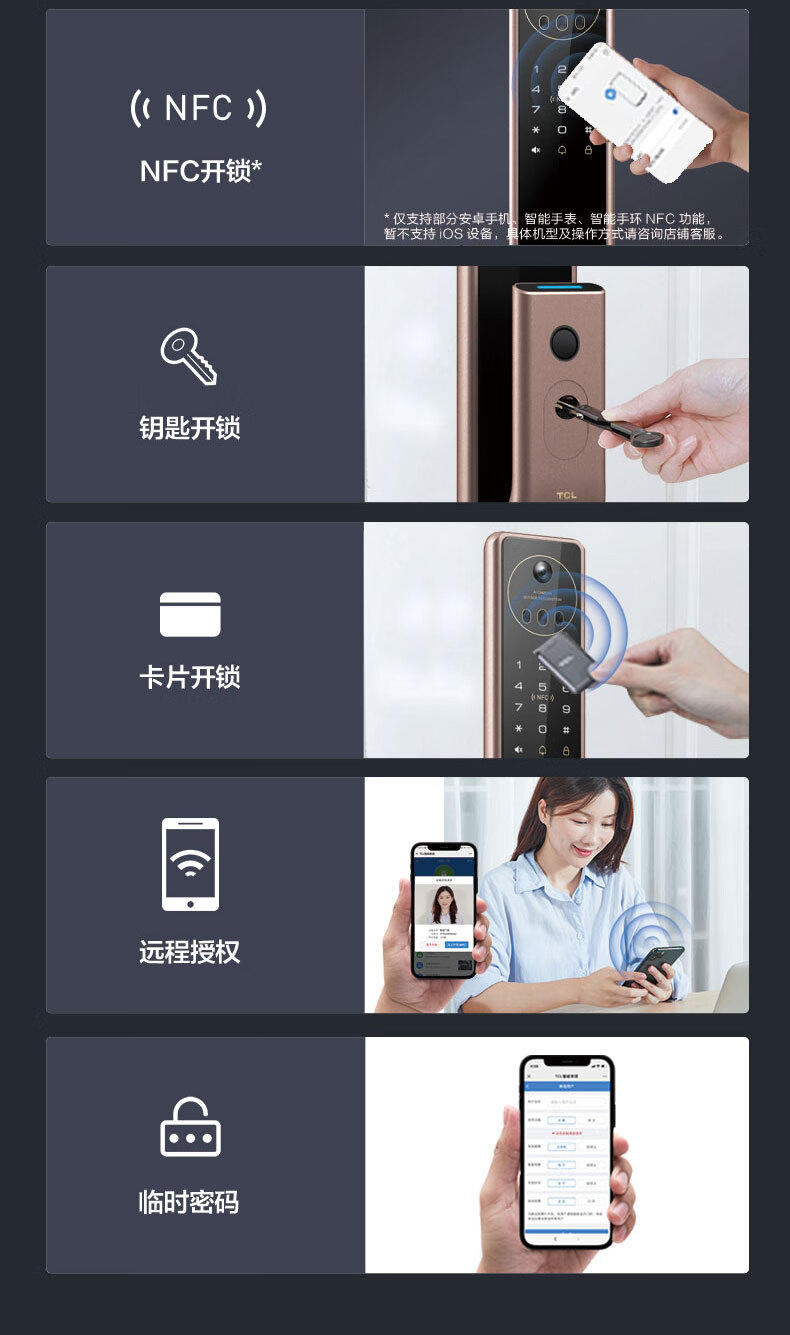 TCL指纹锁智能锁猫眼可视3D人脸识别防盗门智能门锁密码锁家用猫眼防盗电子锁[上门安装]TCL-X7S