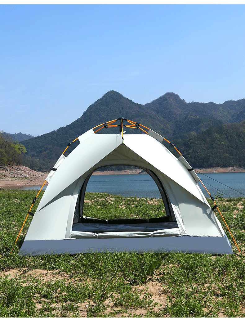 猎燕假双层米白色大号双门帐篷200*200*135cm