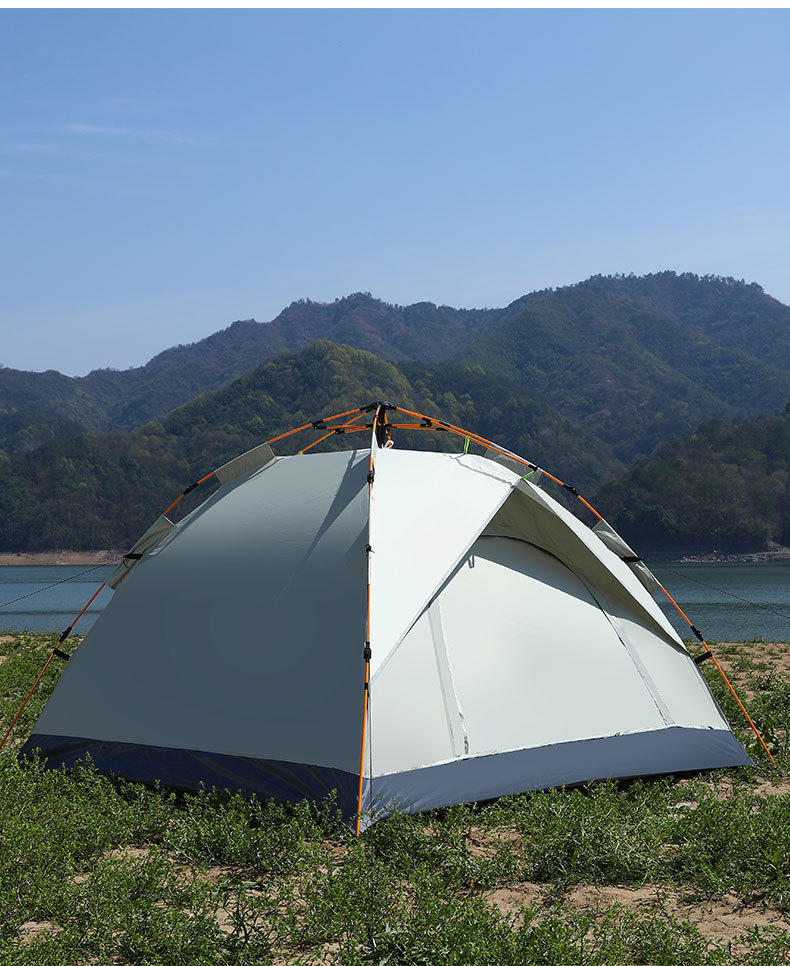 猎燕假双层米白色大号双门帐篷200*200*135cm