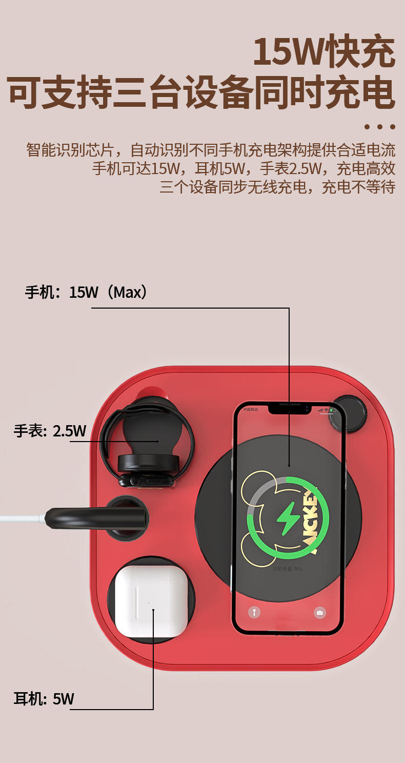 迪士尼Disney多功能无线充台灯