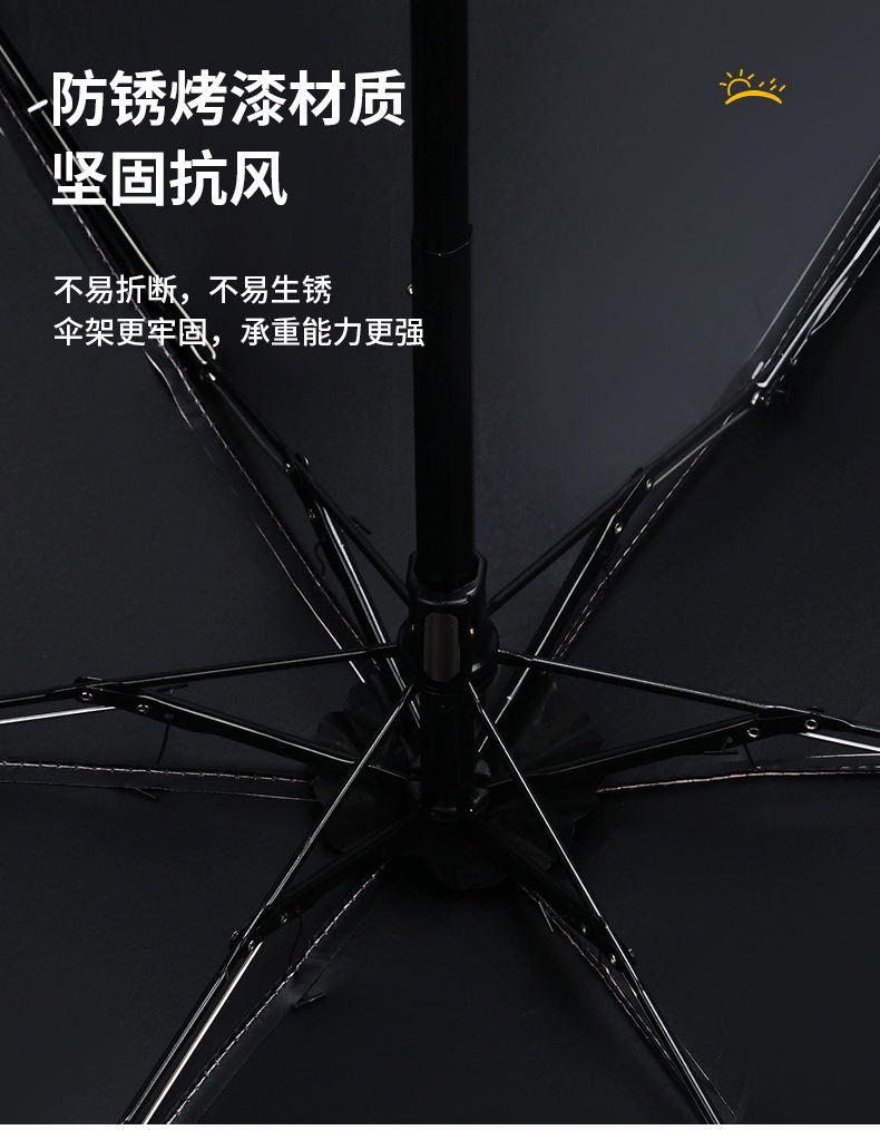 红叶五折PG黑胶纯色伞50cm*6K