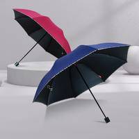 红叶三折包边黑胶伞防晒晴雨伞61CM*8K