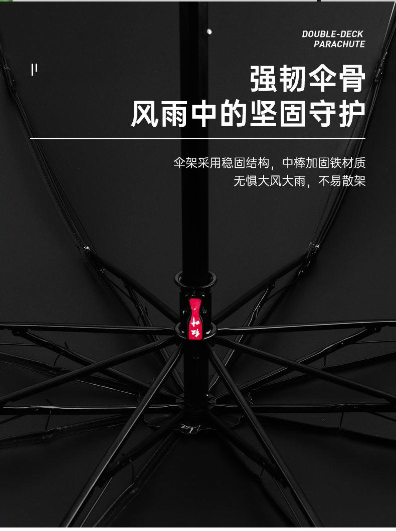 红叶三折包边黑胶伞防晒晴雨伞61CM*8K