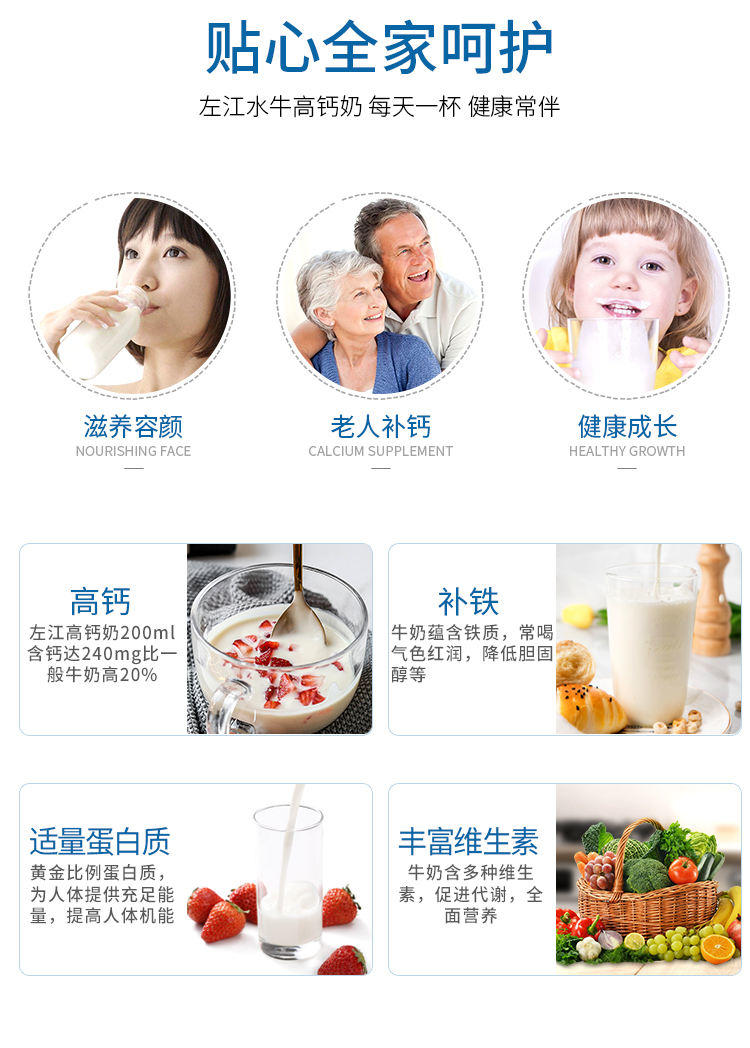 左江水牛奶营养早餐儿童成人高钙纯奶210ml*10瓶