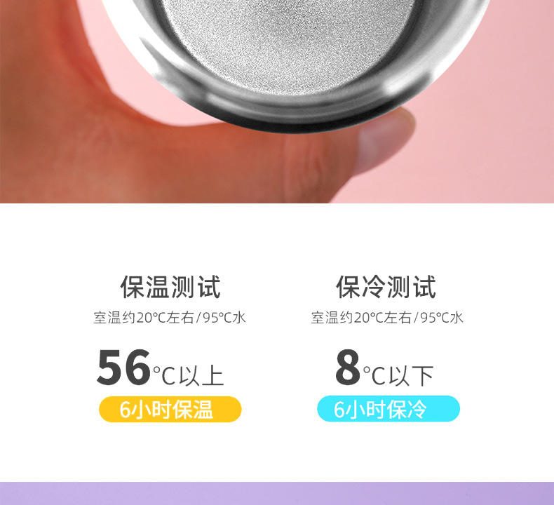 软萌可爱风保温杯学生少女心喝水 杯子锁扣弹盖吸管杯304不锈钢