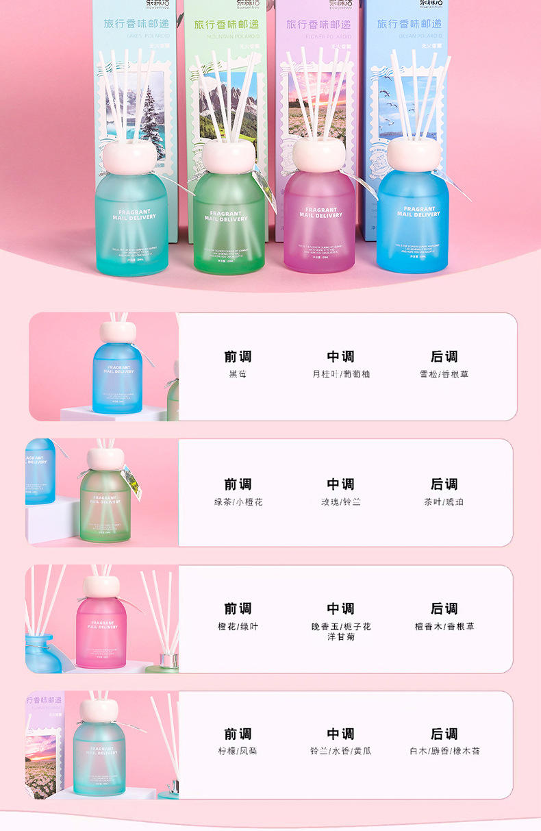 旅行香味邮递无火香薰家用卧室内持 久留香水氛房间厕所空气清新剂