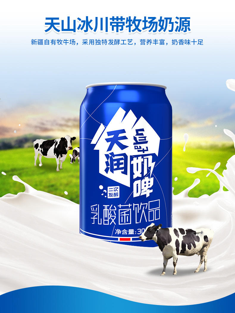 天润 新疆奶啤佳丽酸奶乳酸发酵菌饮料 300mlX12罐