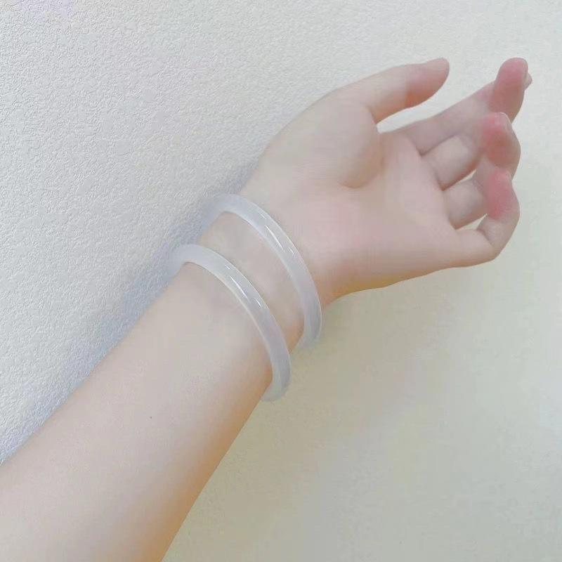 天然白玉髓手镯玛瑙美人条圆条镯子（带证书）
