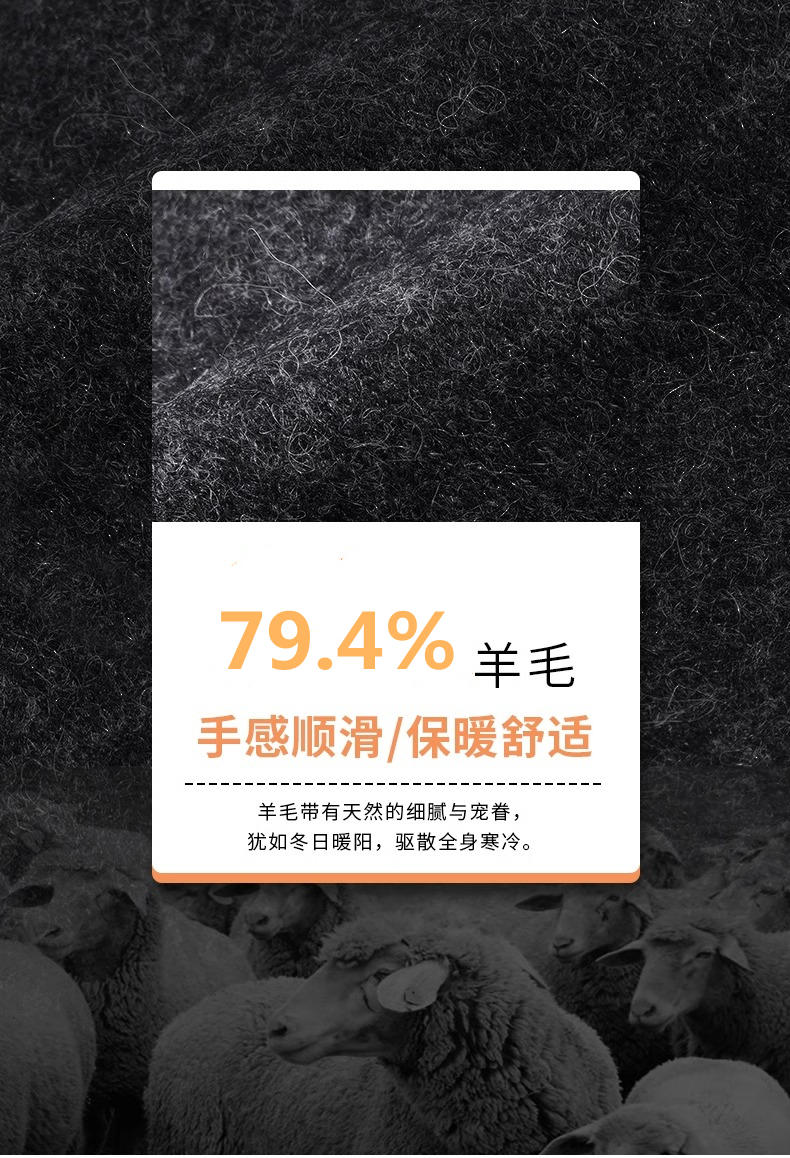 七匹狼羊毛手套男冬季骑行开车保暖骑车加绒加厚触屏手套540977330