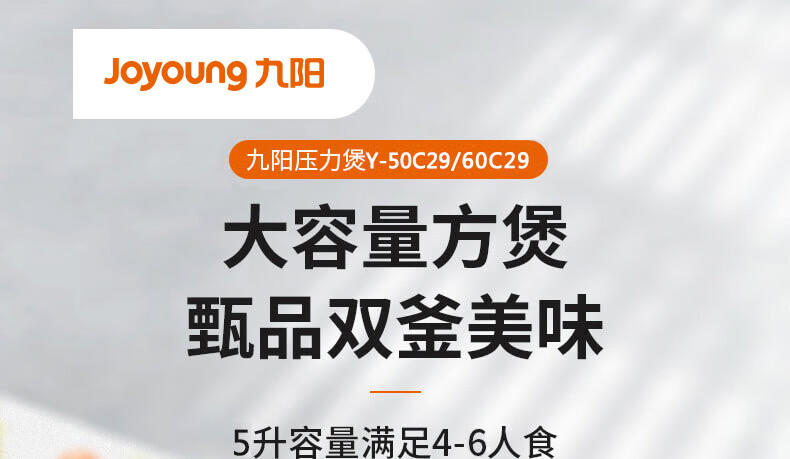 九阳（Joyoung） 双胆家用多功能5L电压力锅 Y-50C29