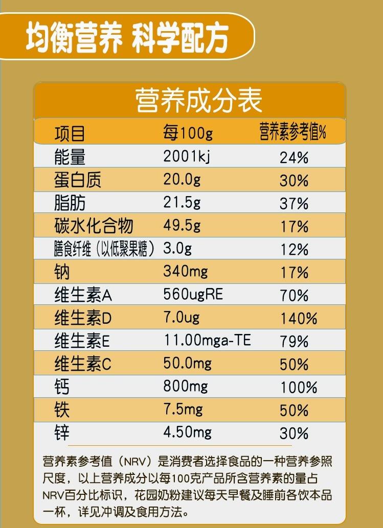 花园 新疆奶粉军垦情中老年奶粉400g(内涵16小包)