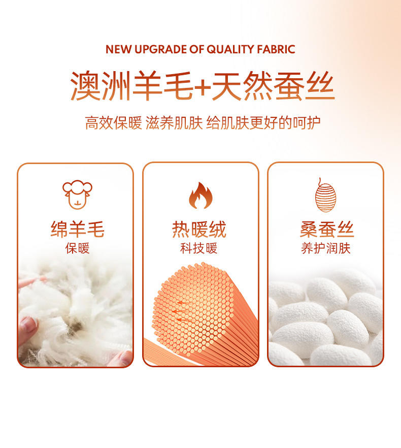 TINSINO纤丝鸟秋冬新品 羊毛蚕丝轻暖聚热内衣女士上衣长裤套装C23B51
