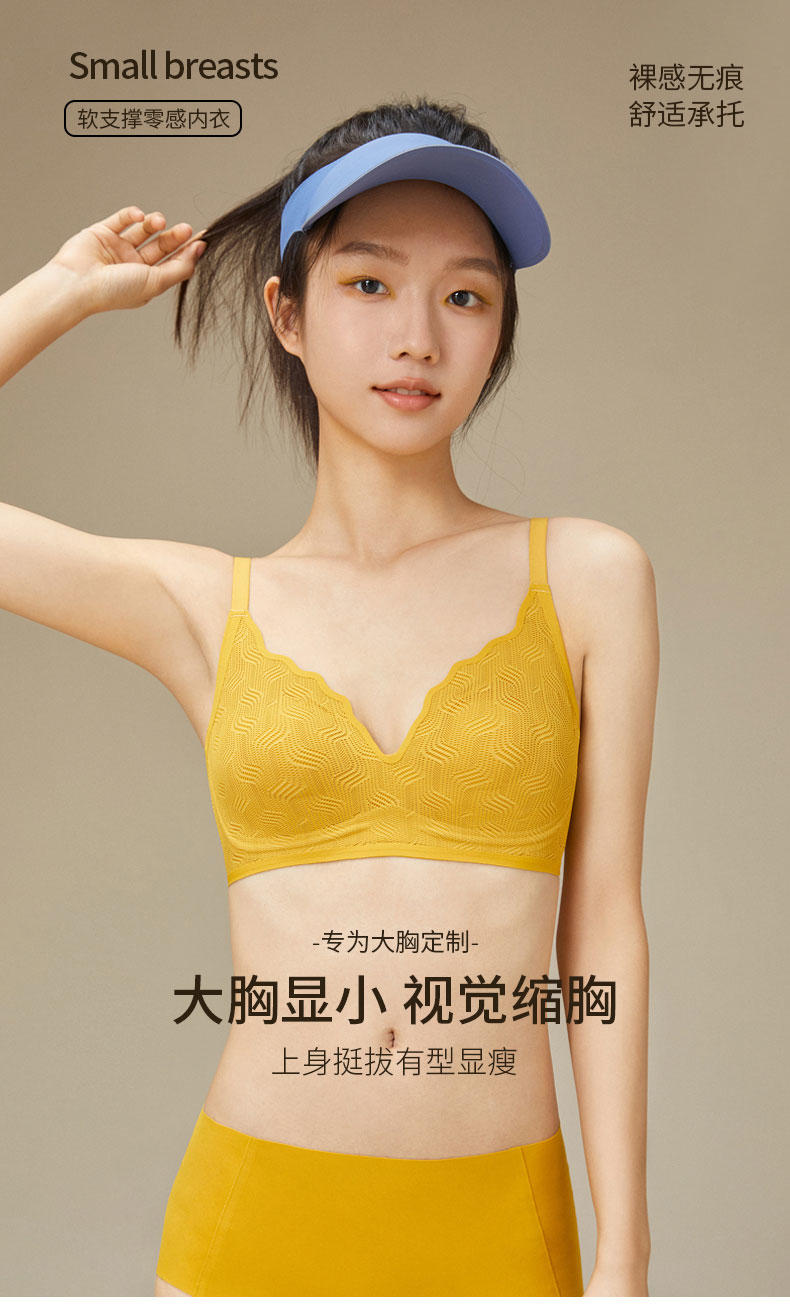 TINSINO纤丝鸟 新款法式蕾丝性感无痕聚拢文胸女士小空调内衣SJ23002