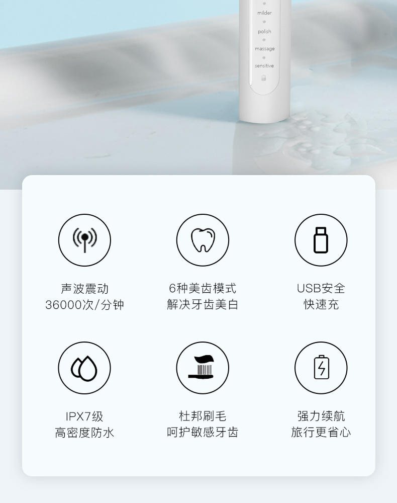 港德 S9充电式声波超全自动电动牙刷 S9电动牙刷（充电款）