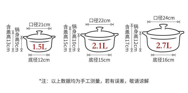 泥火匠 陶瓷家用 小粉耐热炖锅2.1L-适用1-3人