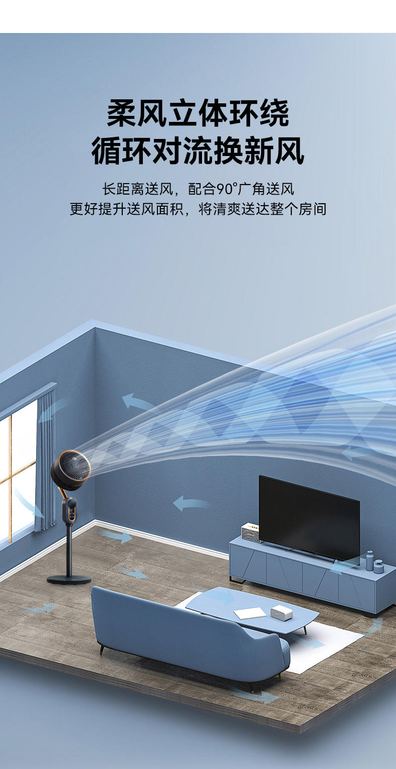 长虹新款语音空气循环扇家用智能遥控电风扇