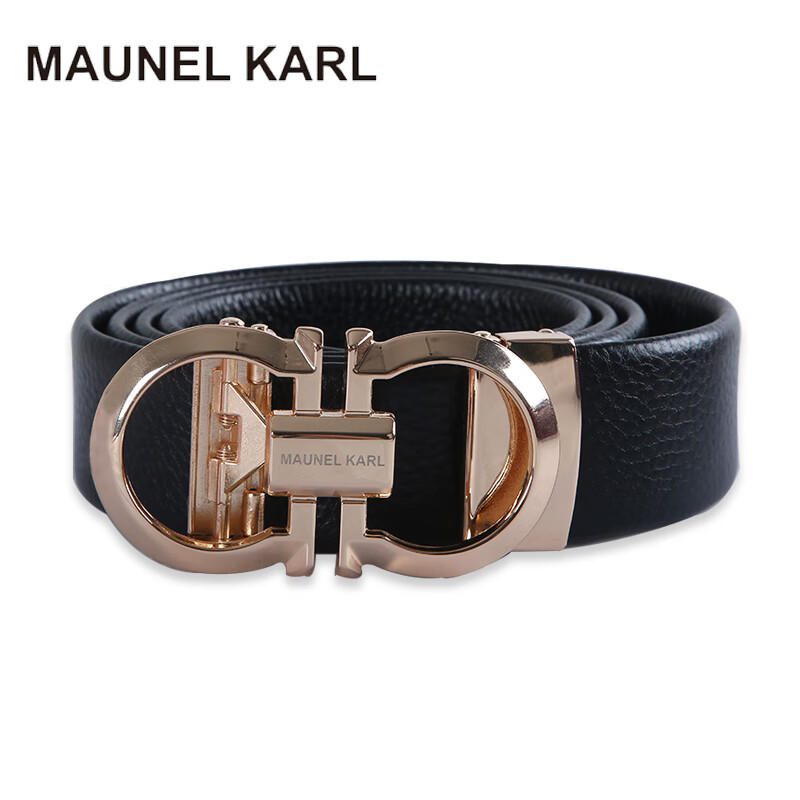 MAUNEL KARL男士真皮皮带轻奢品质MK1015金 专柜礼盒