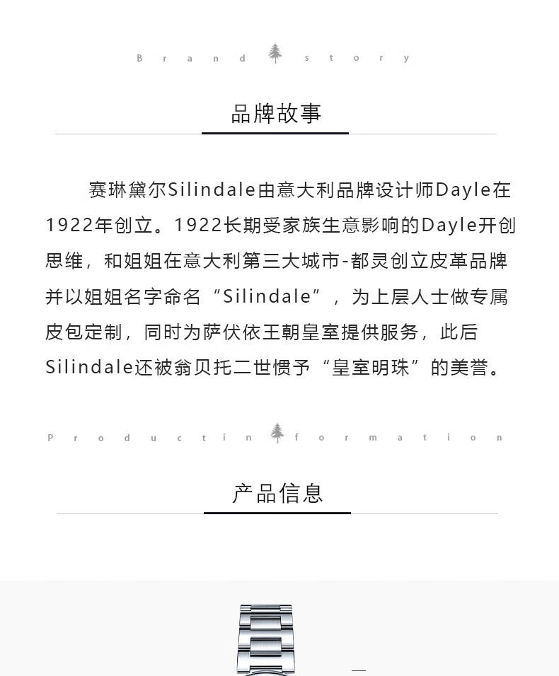 SILINDALE简约罗马蓝针钢带腕表