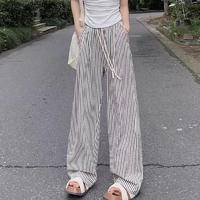 黑白条纹阔腿裤女夏季遛弯裤