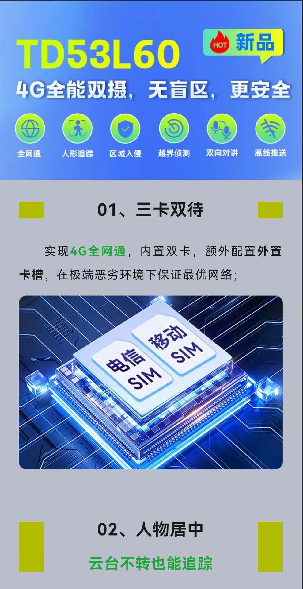 4g监控摄像头无网夜视高清监控器双目变焦球机