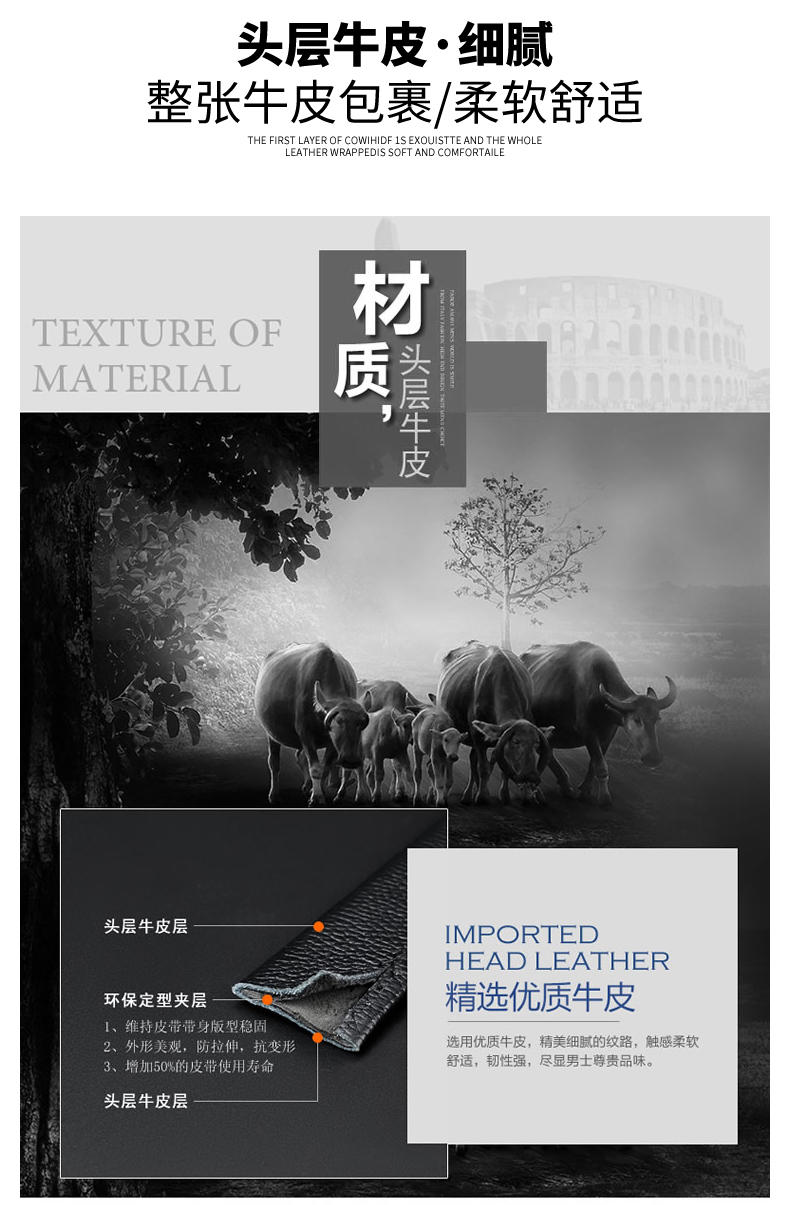 米西克兰 男士皮带 D10103-XSX