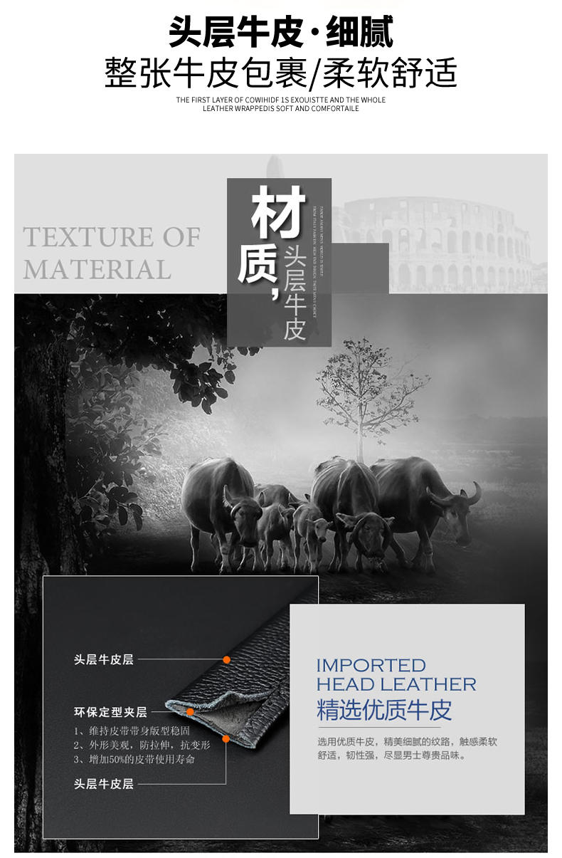 米西克兰 男士皮带 D10099-XSX