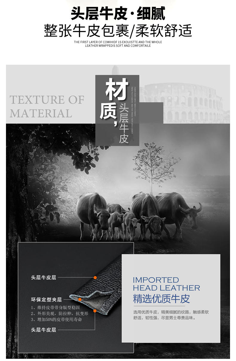 米西克兰 男士皮带 D10098-XSX