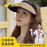 猎燕空顶uv防晒鸭舌针织帽英文边