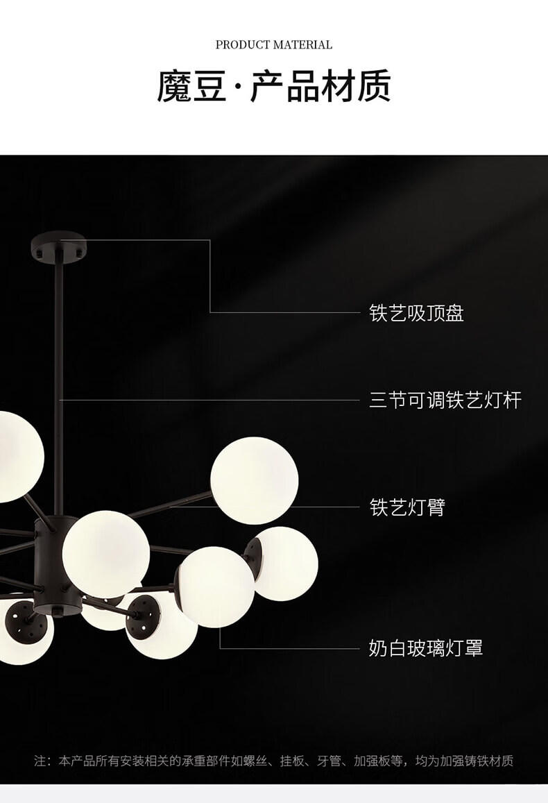 雷士（NVC）吊灯魔豆分子灯客厅卧室书房餐厅北欧创意现代12头吊灯NGD12-1