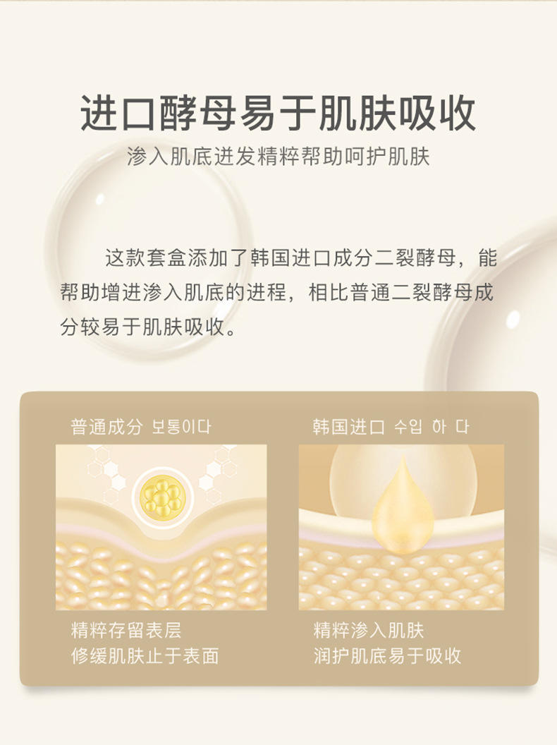 肌琳莎二裂酵母柔润嫩肤精华套盒五件套