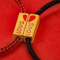 中国黄金love手牌手链 999足金情侣款手编手链
