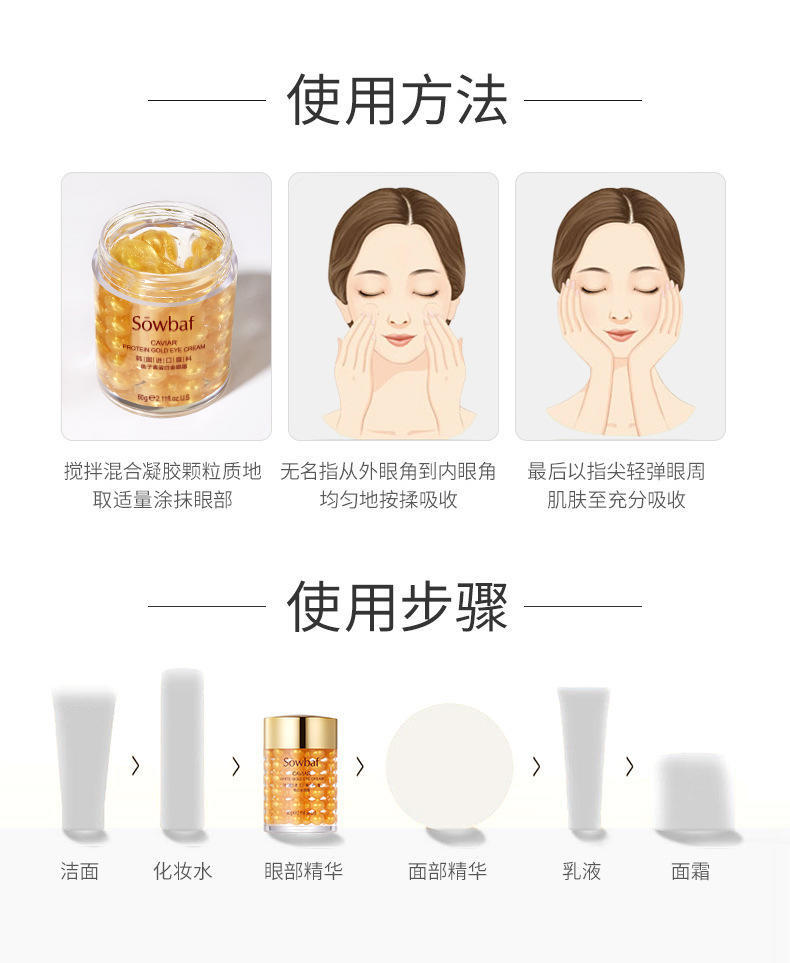 植妍芬鱼子酱蛋白金眼霜60g淡眼纹呵护眼周
