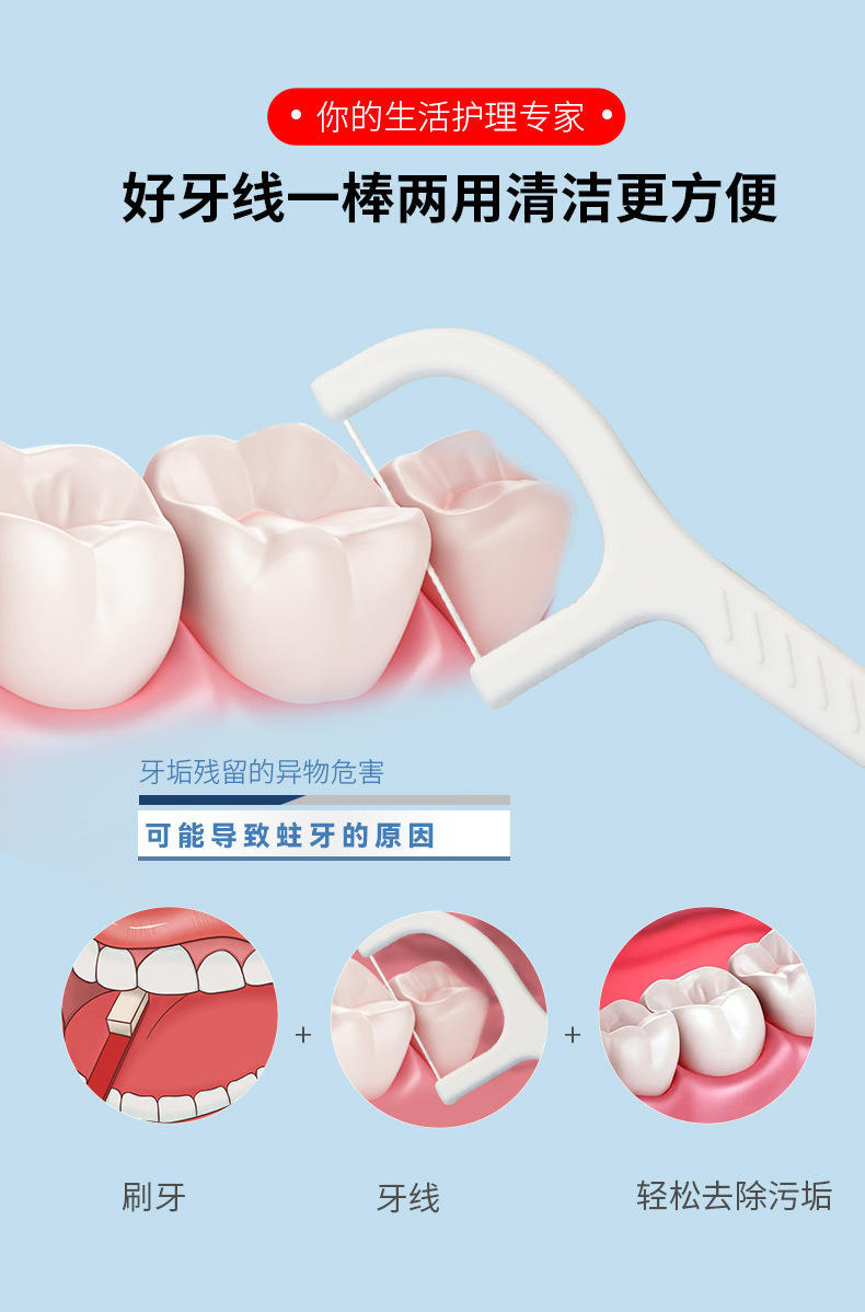 一次性牙线棒家庭装去除牙缝食物便携剔牙线