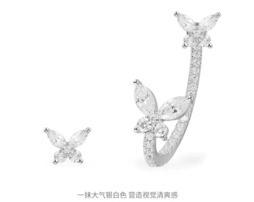 APM Monaco X010不对称蝴蝶耳环银简约设计耳饰礼物送女生AE13800OX