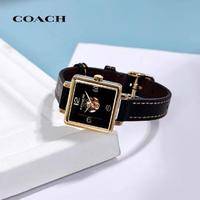 COACH蔻驰CASS系列经典茶玫瑰表盘小牛皮石英女表小方糖小方表14503695